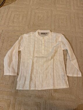 fabindia White Embroidered Cotton Tunic Top